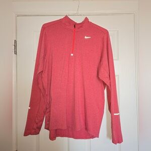Nike Running Quarter Zip Pullover, Womens Large, Heather Red